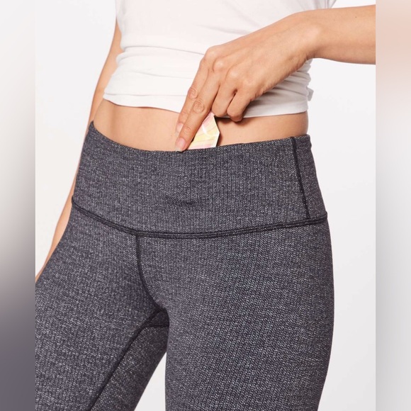 Lululemon Wunder Under Low-Rise Tight 28" Luon Variegated Knit Black Heathered 6 - Picture 4 of 13